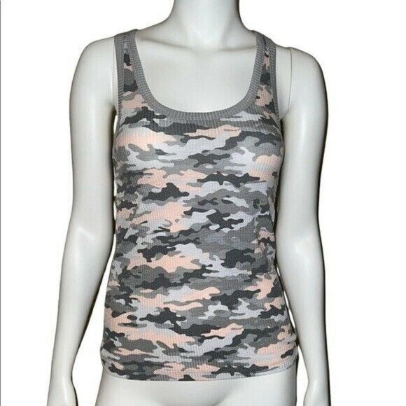 Jenni Pink Gray Camo Solid Ribbed Lounge Pajama Tank Top Extra Small NWT - Picture 2 of 8